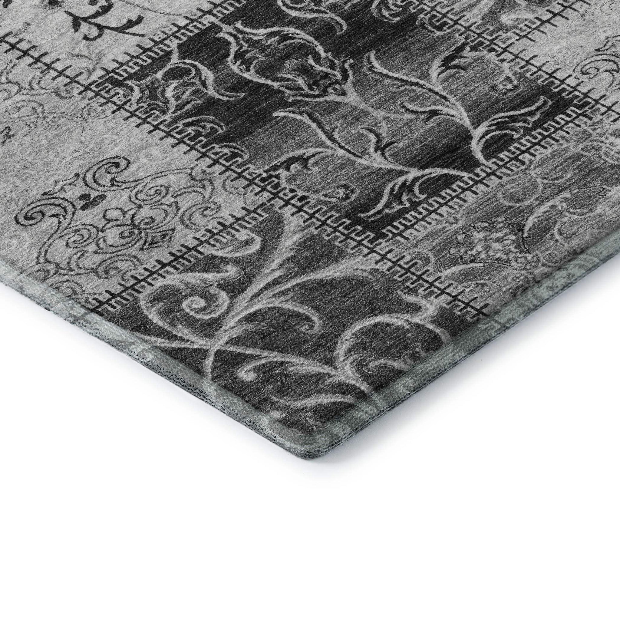 8' X 10' Gray And Ivory Patchwork Distressed Washable Area Rug With UV Protection - HomeRoots - Flyclothing LLC