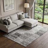 8' X 10' Gray And Ivory Patchwork Distressed Washable Area Rug With UV Protection - HomeRoots - Flyclothing LLC