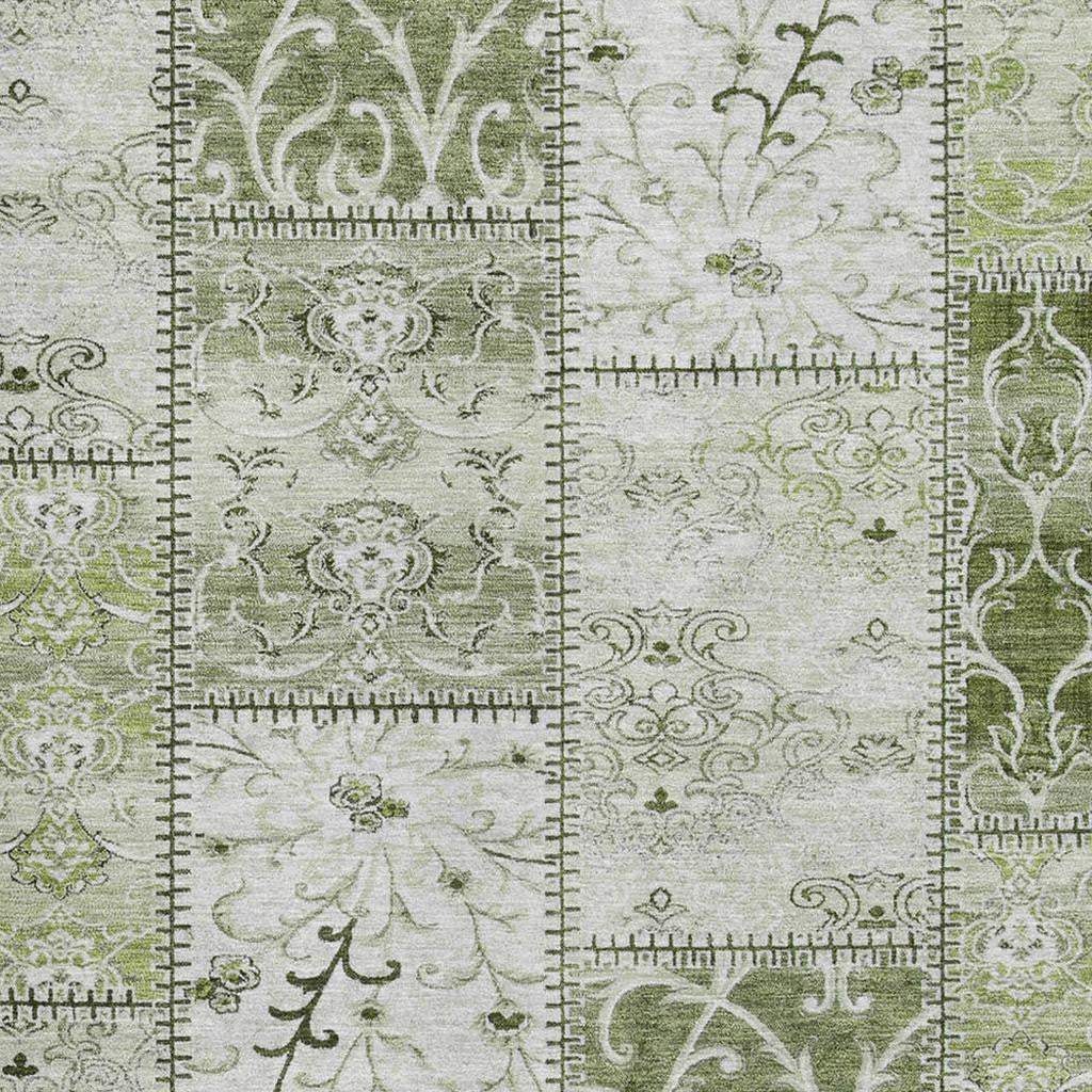 3' X 5' Green And Ivory Patchwork Distressed Washable Area Rug With UV Protection - HomeRoots - Flyclothing LLC