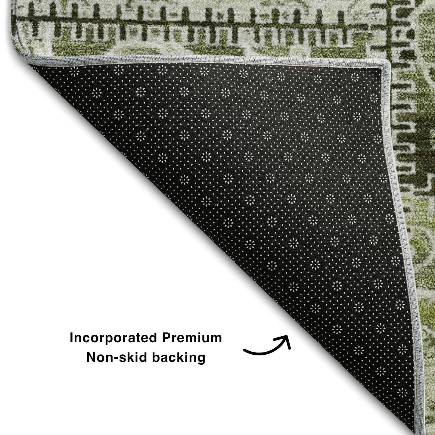 8' X 10' Green And Ivory Patchwork Distressed Washable Area Rug With UV Protection - HomeRoots - Flyclothing LLC