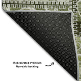 8' X 10' Green And Ivory Patchwork Distressed Washable Area Rug With UV Protection - HomeRoots - Flyclothing LLC