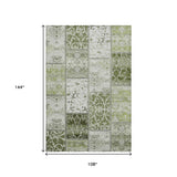 9' X 12' Green And Ivory Patchwork Distressed Washable Area Rug With UV Protection - HomeRoots - Flyclothing LLC
