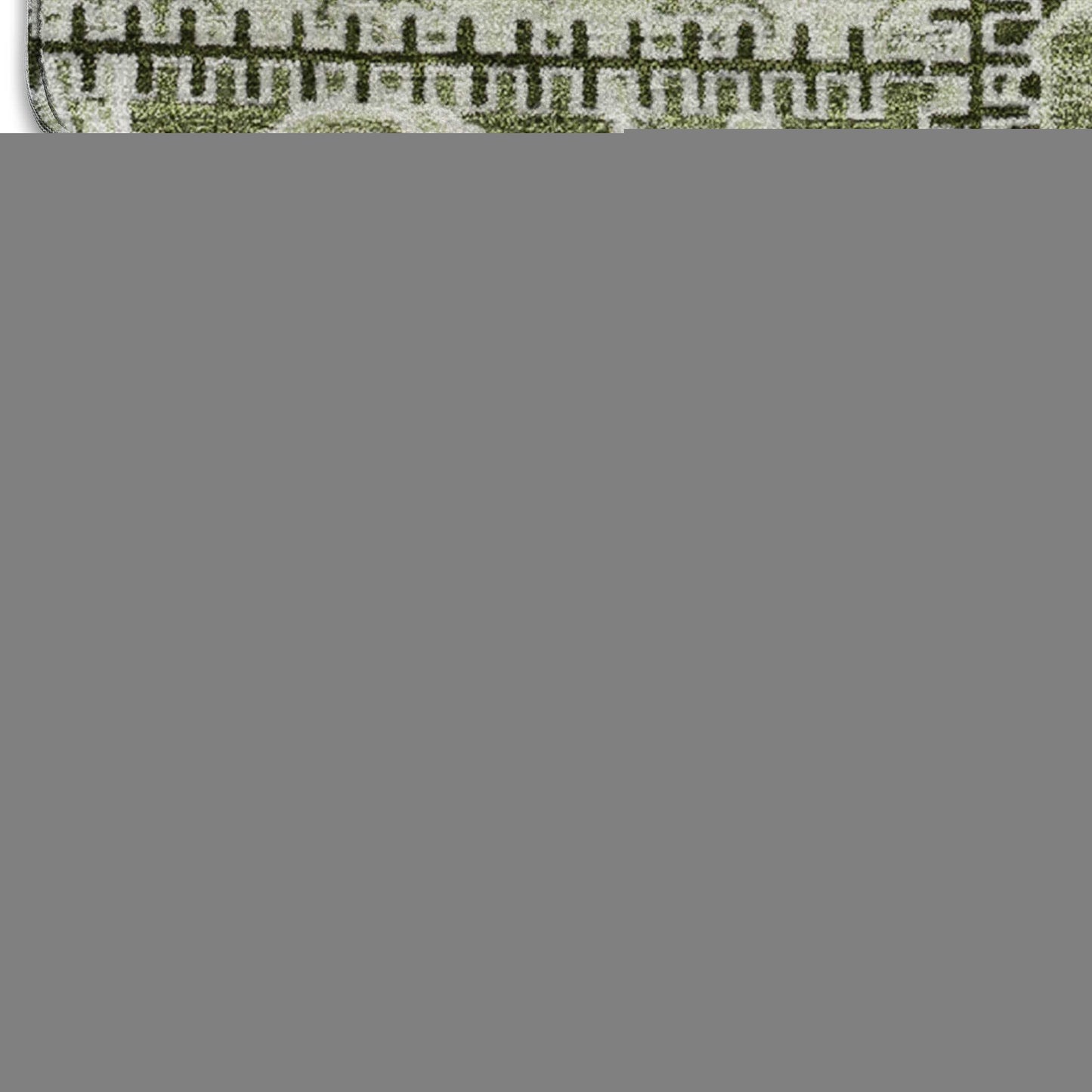 9' X 12' Green And Ivory Patchwork Distressed Washable Area Rug With UV Protection - HomeRoots - Flyclothing LLC