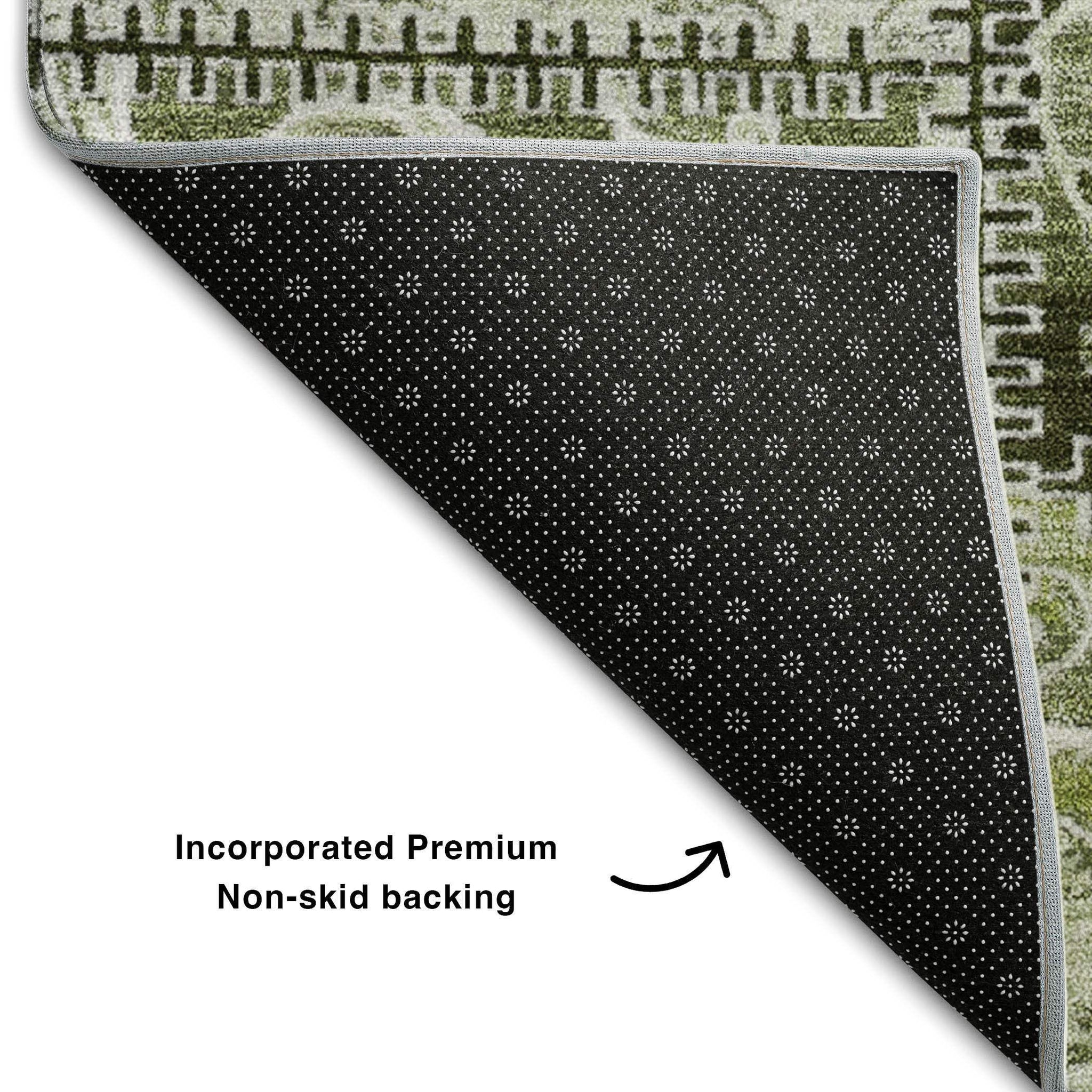 10' X 14' Green And Ivory Patchwork Distressed Washable Area Rug With UV Protection - HomeRoots - Flyclothing LLC