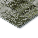10' X 14' Green And Ivory Patchwork Distressed Washable Area Rug With UV Protection - HomeRoots - Flyclothing LLC