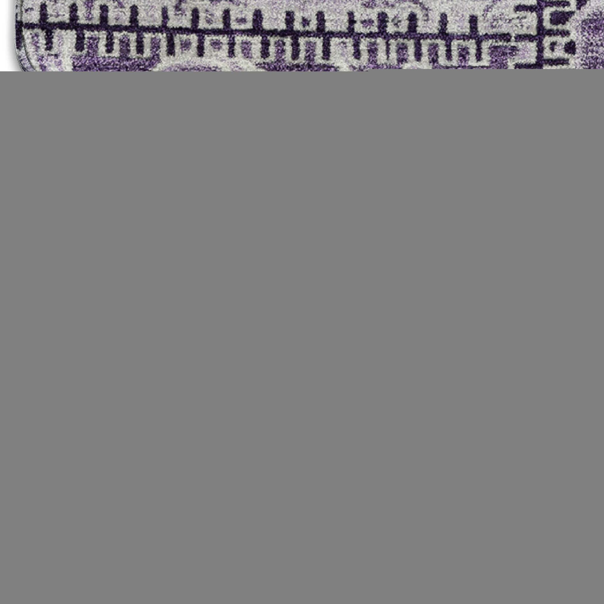 3' X 5' Purple And Ivory Patchwork Distressed Washable Area Rug With UV Protection - HomeRoots - Flyclothing LLC