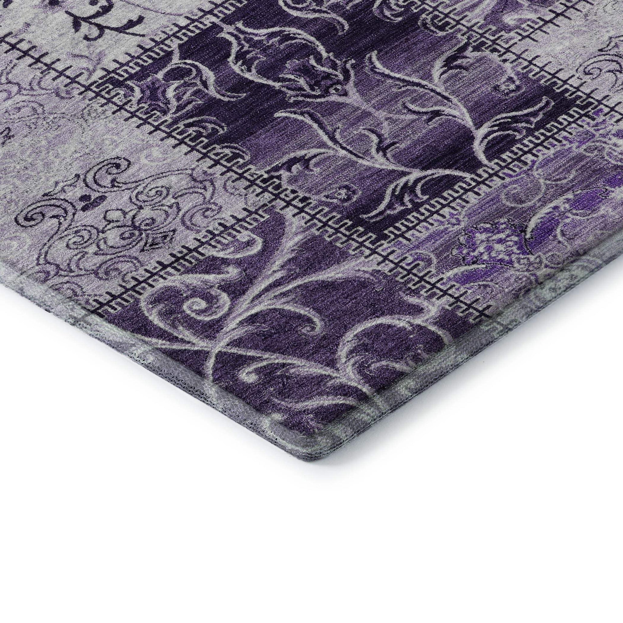3' X 5' Purple And Ivory Patchwork Distressed Washable Area Rug With UV Protection - HomeRoots - Flyclothing LLC