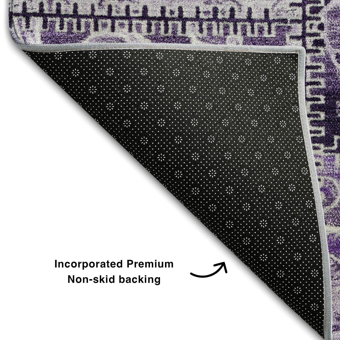 5' X 8' Purple And Ivory Patchwork Distressed Washable Area Rug With UV Protection - HomeRoots - Flyclothing LLC