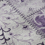 8' Purple And Ivory Patchwork Distressed Washable Round Rug With UV Protection - HomeRoots - Flyclothing LLC