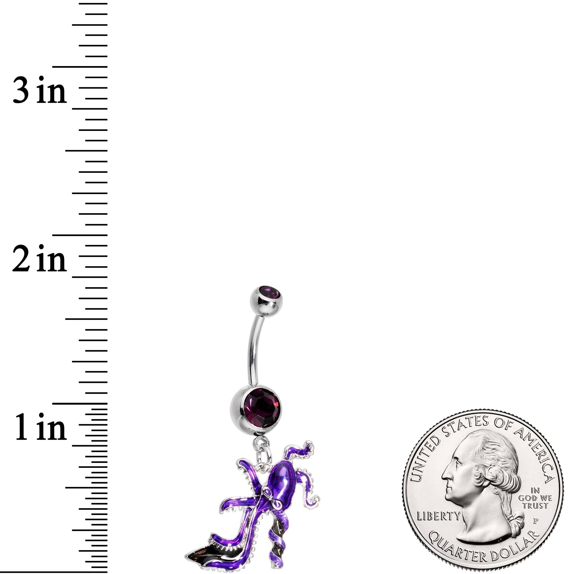 Purple Gem High Heel Octopus Dangle Belly Ring - BodyCandy - Flyclothing LLC
