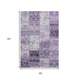 8' X 10' Purple And Ivory Patchwork Distressed Washable Area Rug With UV Protection - HomeRoots - Flyclothing LLC
