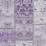9' X 12' Purple And Ivory Patchwork Distressed Washable Area Rug With UV Protection - HomeRoots - Flyclothing LLC