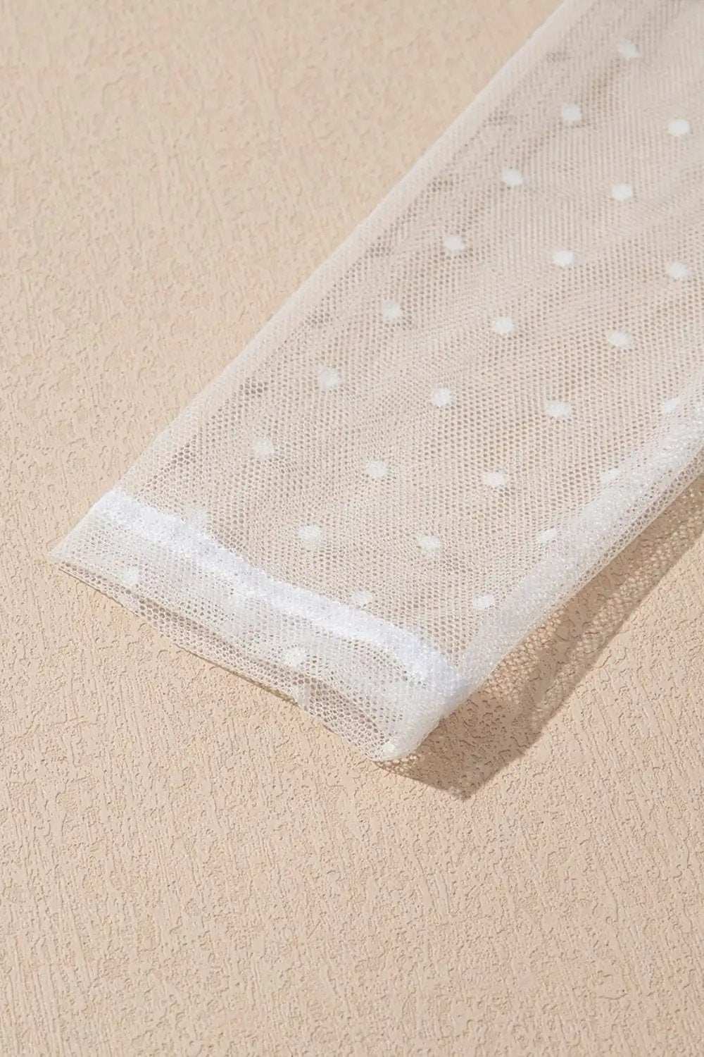 Swiss Dot Mesh Long Sleeve Square Neck Slim Top - Trendsi - Flyclothing LLC