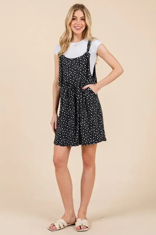 BOMBOM Floral Print Overalls with Pockets - Trendsi - Flyclothing LLC