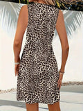 Leopard V-Neck Sleeveless Mini Dress - Trendsi - Flyclothing LLC