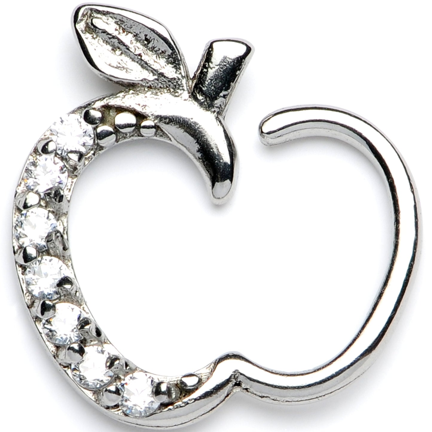 16G 3/8 Clear CZ Gem Tasty Treat Right Apple Closure Ring - BodyCandy - Flyclothing LLC