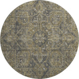 8' Chocolate And Gray Medallion Distressed Washable Round Rug With UV Protection - HomeRoots - Flyclothing LLC