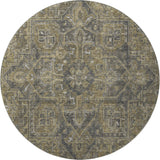 8' Chocolate And Gray Medallion Distressed Washable Round Rug With UV Protection - HomeRoots - Flyclothing LLC