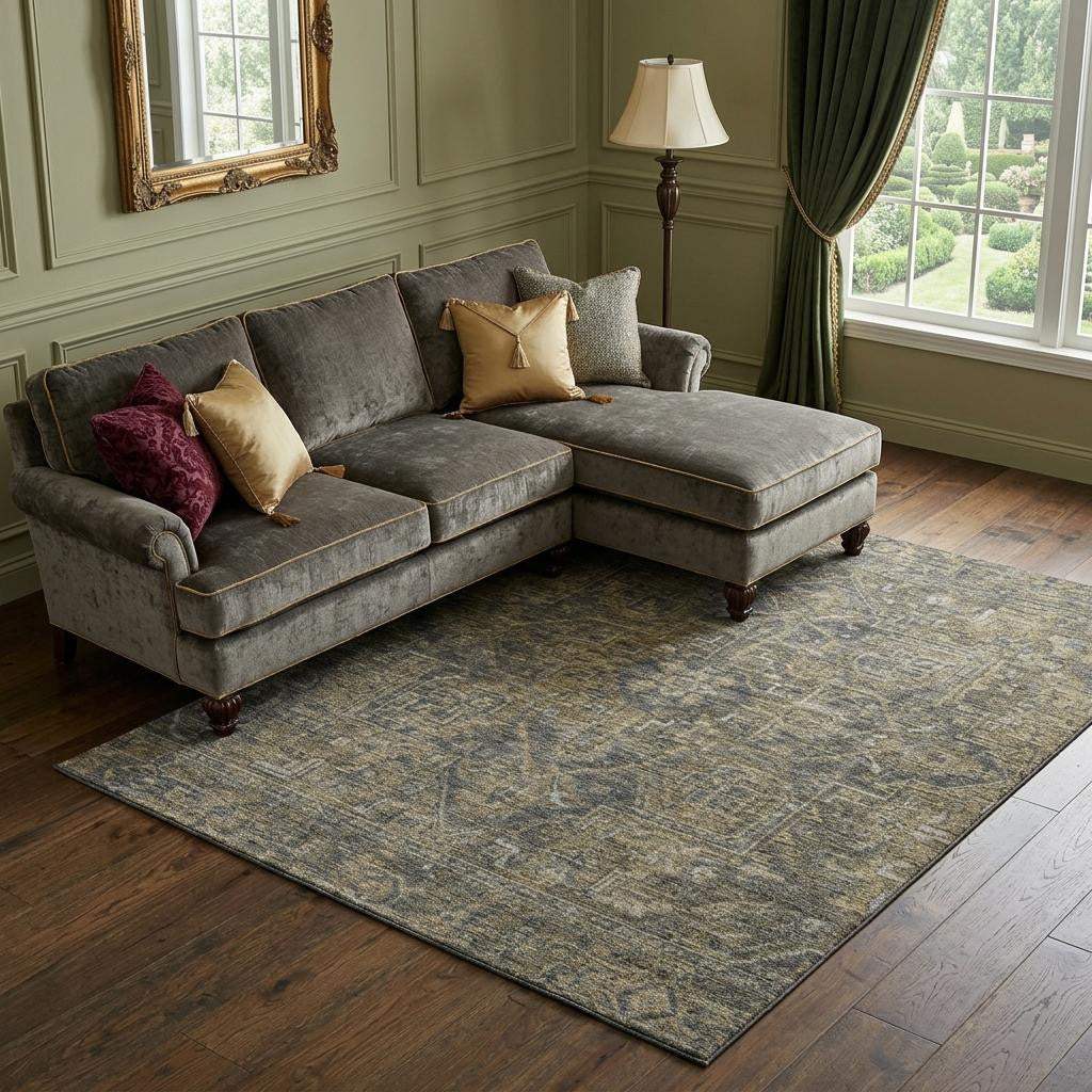 8' X 10' Chocolate And Gray Medallion Distressed Washable Area Rug With UV Protection - HomeRoots - Flyclothing LLC