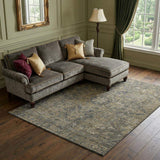 8' X 10' Chocolate And Gray Medallion Distressed Washable Area Rug With UV Protection - HomeRoots - Flyclothing LLC