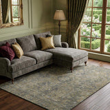 10' X 14' Chocolate And Gray Medallion Distressed Washable Area Rug With UV Protection - HomeRoots - Flyclothing LLC