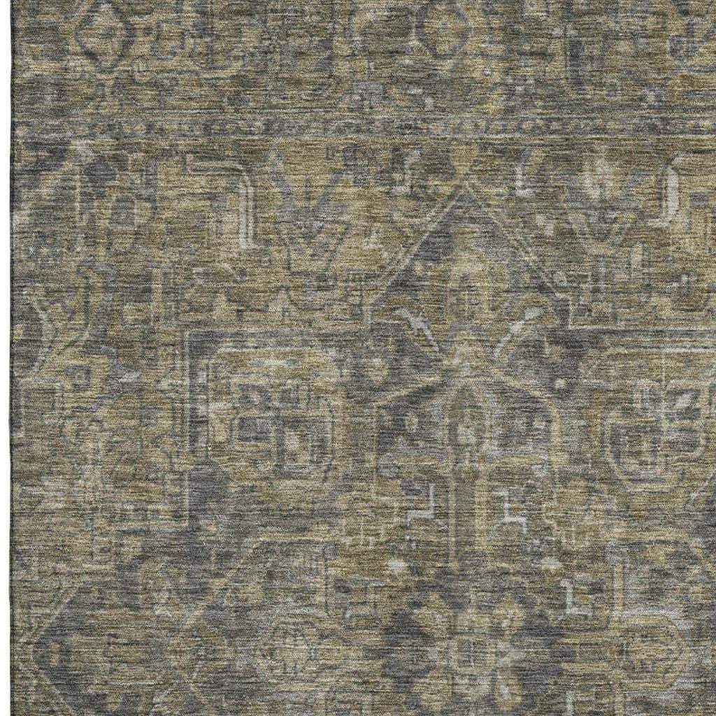 10' X 14' Chocolate And Gray Medallion Distressed Washable Area Rug With UV Protection - HomeRoots - Flyclothing LLC