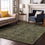 5' X 8' Green And Gray Medallion Distressed Washable Area Rug With UV Protection - HomeRoots - Flyclothing LLC