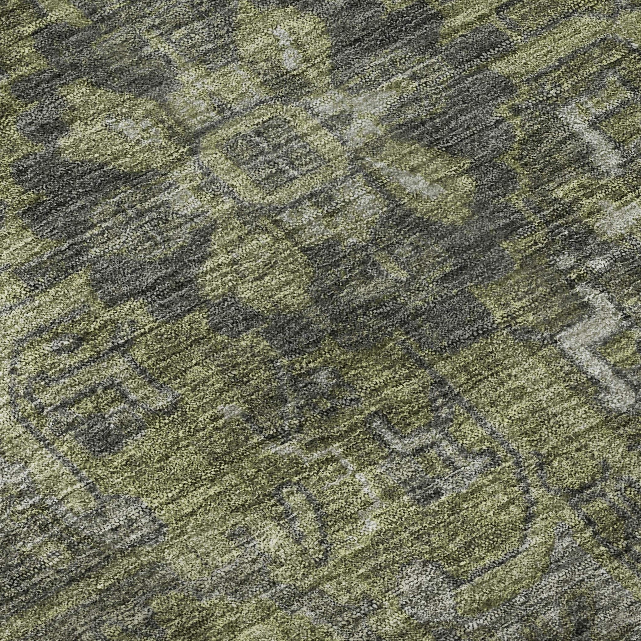 5' X 8' Green And Gray Medallion Distressed Washable Area Rug With UV Protection - HomeRoots - Flyclothing LLC
