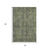 8' X 10' Green And Gray Medallion Distressed Washable Area Rug With UV Protection - HomeRoots - Flyclothing LLC