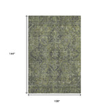 9' X 12' Green And Gray Medallion Distressed Washable Area Rug With UV Protection - HomeRoots - Flyclothing LLC