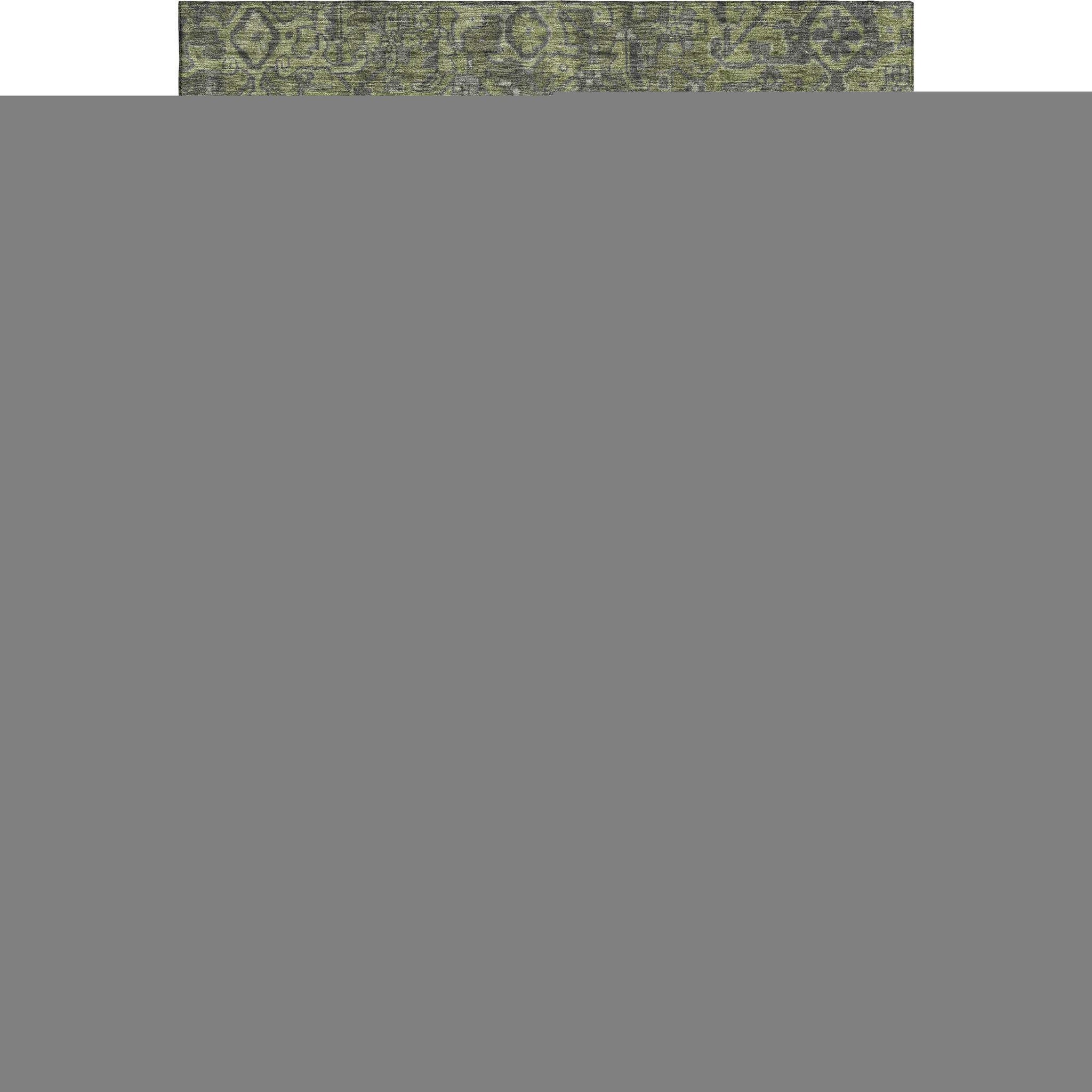 10' X 14' Green And Gray Medallion Distressed Washable Area Rug With UV Protection - HomeRoots - Flyclothing LLC