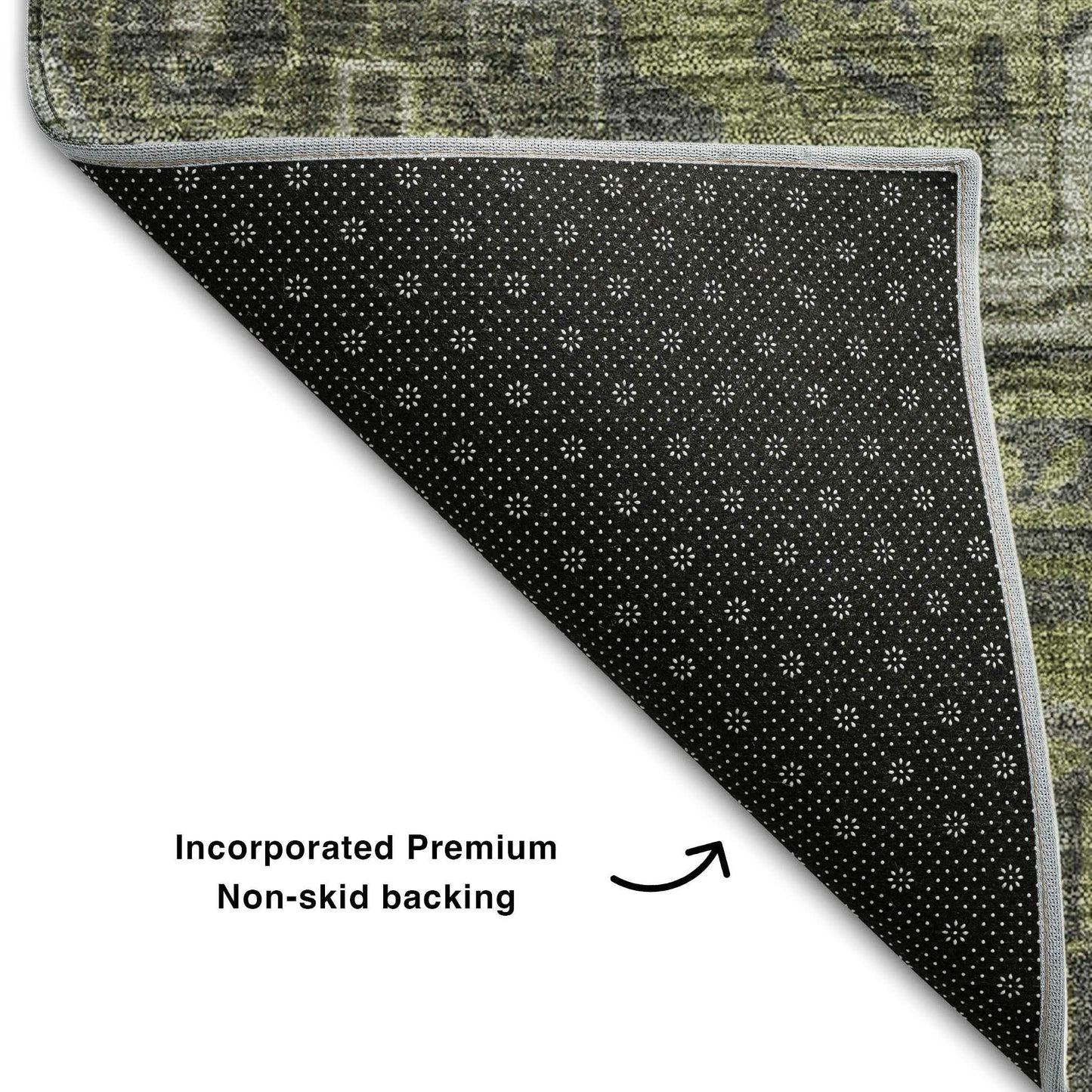 10' X 14' Green And Gray Medallion Distressed Washable Area Rug With UV Protection - HomeRoots - Flyclothing LLC
