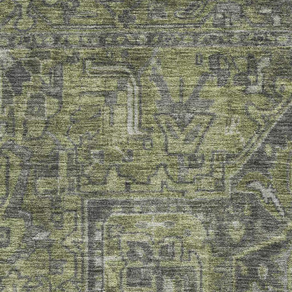 10' X 14' Green And Gray Medallion Distressed Washable Area Rug With UV Protection - HomeRoots - Flyclothing LLC