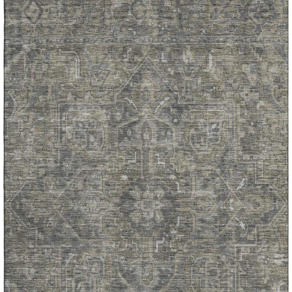 5' X 8' Coffee And Gray Medallion Distressed Washable Area Rug With UV Protection - HomeRoots - Flyclothing LLC