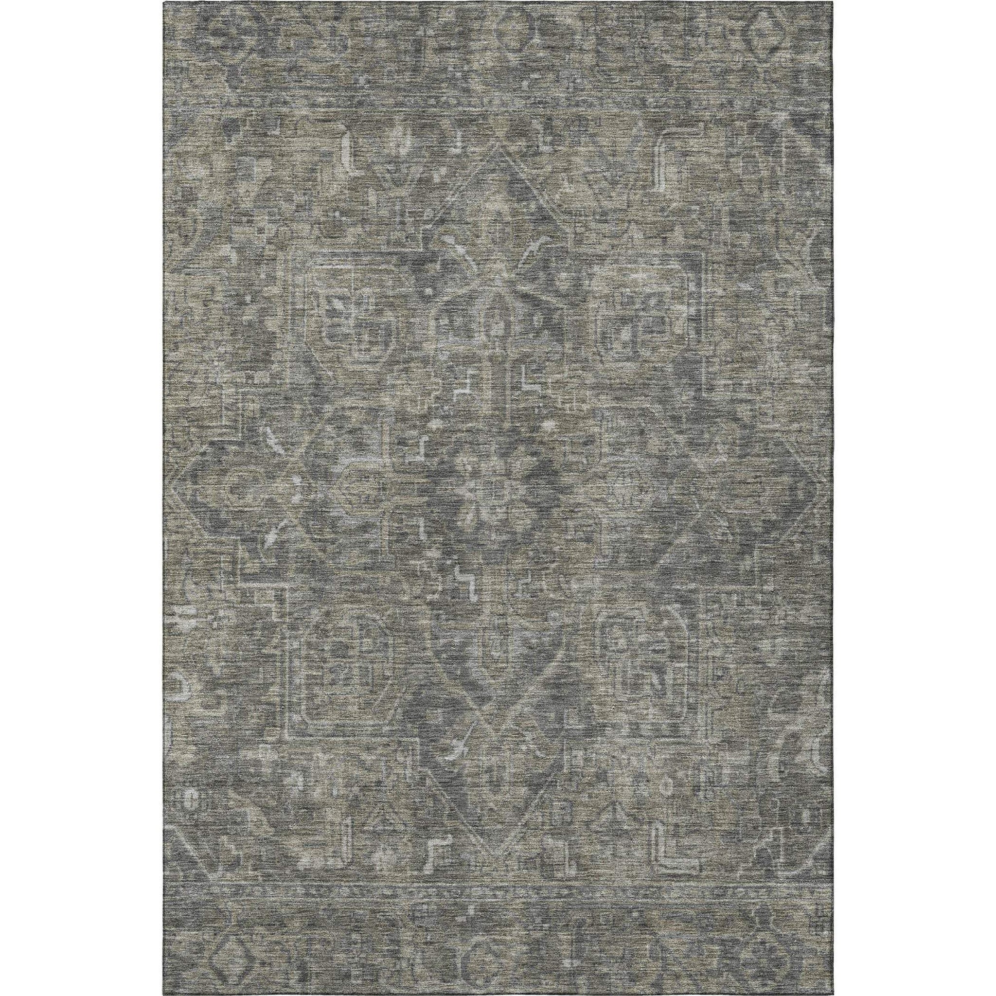 5' X 8' Coffee And Gray Medallion Distressed Washable Area Rug With UV Protection - HomeRoots - Flyclothing LLC