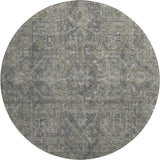 8' Coffee And Gray Medallion Distressed Washable Round Rug With UV Protection - HomeRoots - Flyclothing LLC