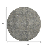 8' Coffee And Gray Medallion Distressed Washable Round Rug With UV Protection - HomeRoots - Flyclothing LLC