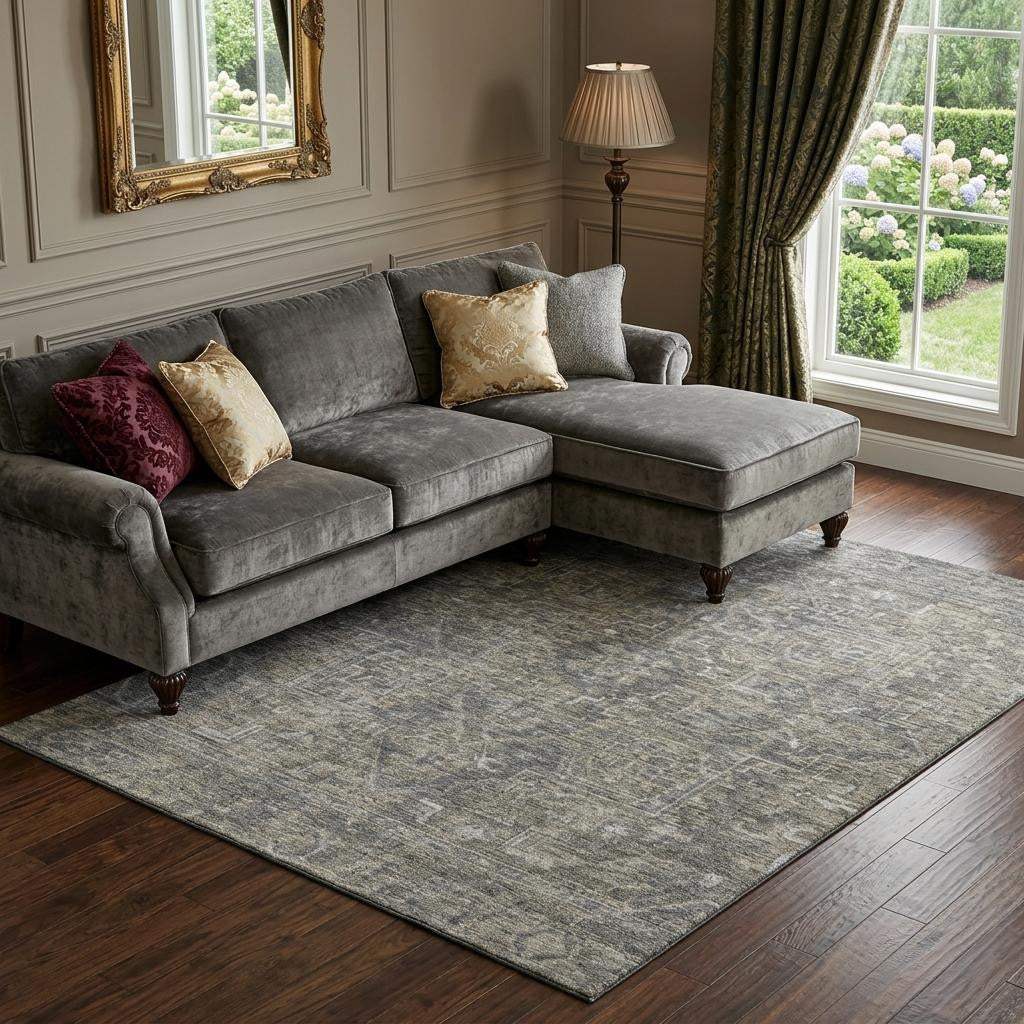 9' X 12' Coffee And Gray Medallion Distressed Washable Area Rug With UV Protection - HomeRoots - Flyclothing LLC