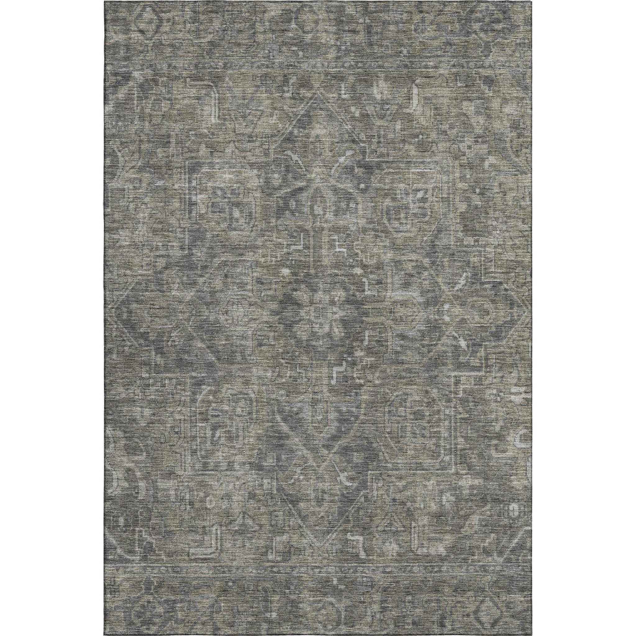 10' X 14' Coffee And Gray Medallion Distressed Washable Area Rug With UV Protection - HomeRoots - Flyclothing LLC
