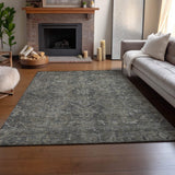 10' X 14' Coffee And Gray Medallion Distressed Washable Area Rug With UV Protection - HomeRoots - Flyclothing LLC