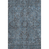 3' X 5' Navy Blue And Gray Medallion Distressed Washable Area Rug With UV Protection - HomeRoots - Flyclothing LLC
