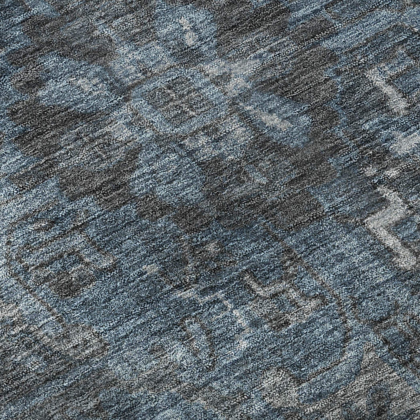 5' X 8' Navy Blue And Gray Medallion Distressed Washable Area Rug With UV Protection - HomeRoots - Flyclothing LLC