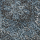 5' X 8' Navy Blue And Gray Medallion Distressed Washable Area Rug With UV Protection - HomeRoots - Flyclothing LLC