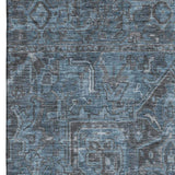 10' X 14' Navy Blue And Gray Medallion Distressed Washable Area Rug With UV Protection - HomeRoots - Flyclothing LLC