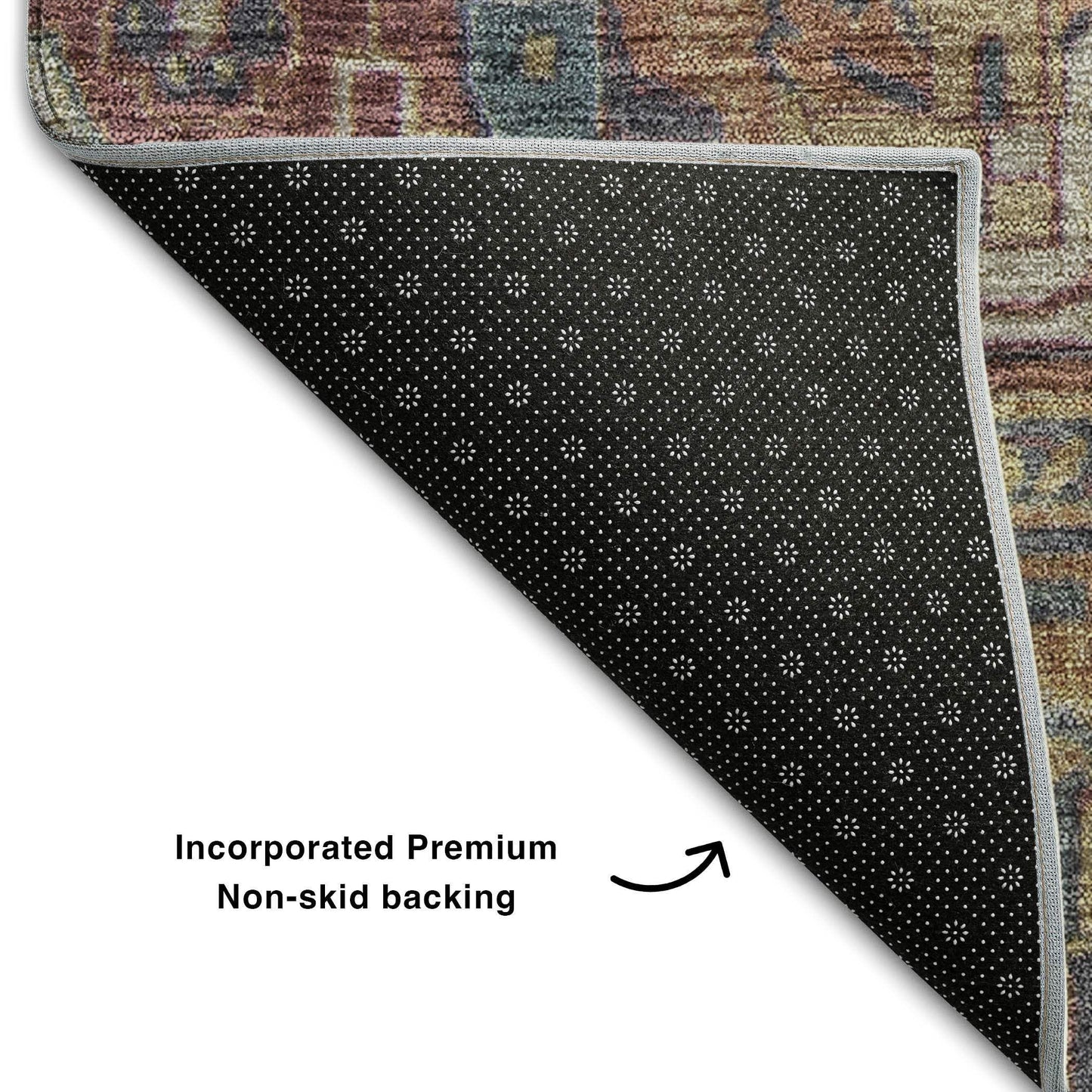 3' X 5' Red And Blue Medallion Distressed Washable Area Rug With UV Protection - HomeRoots - Flyclothing LLC
