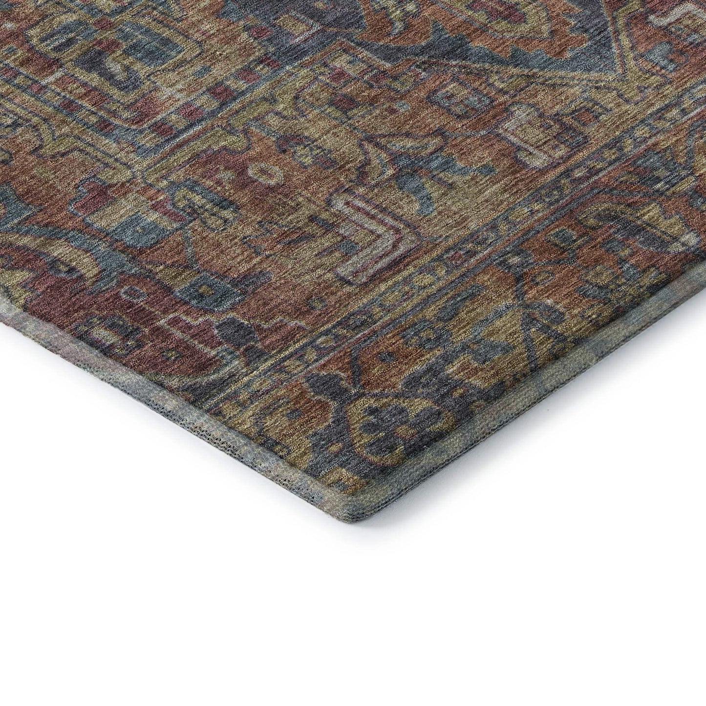 3' X 5' Red And Blue Medallion Distressed Washable Area Rug With UV Protection - HomeRoots - Flyclothing LLC