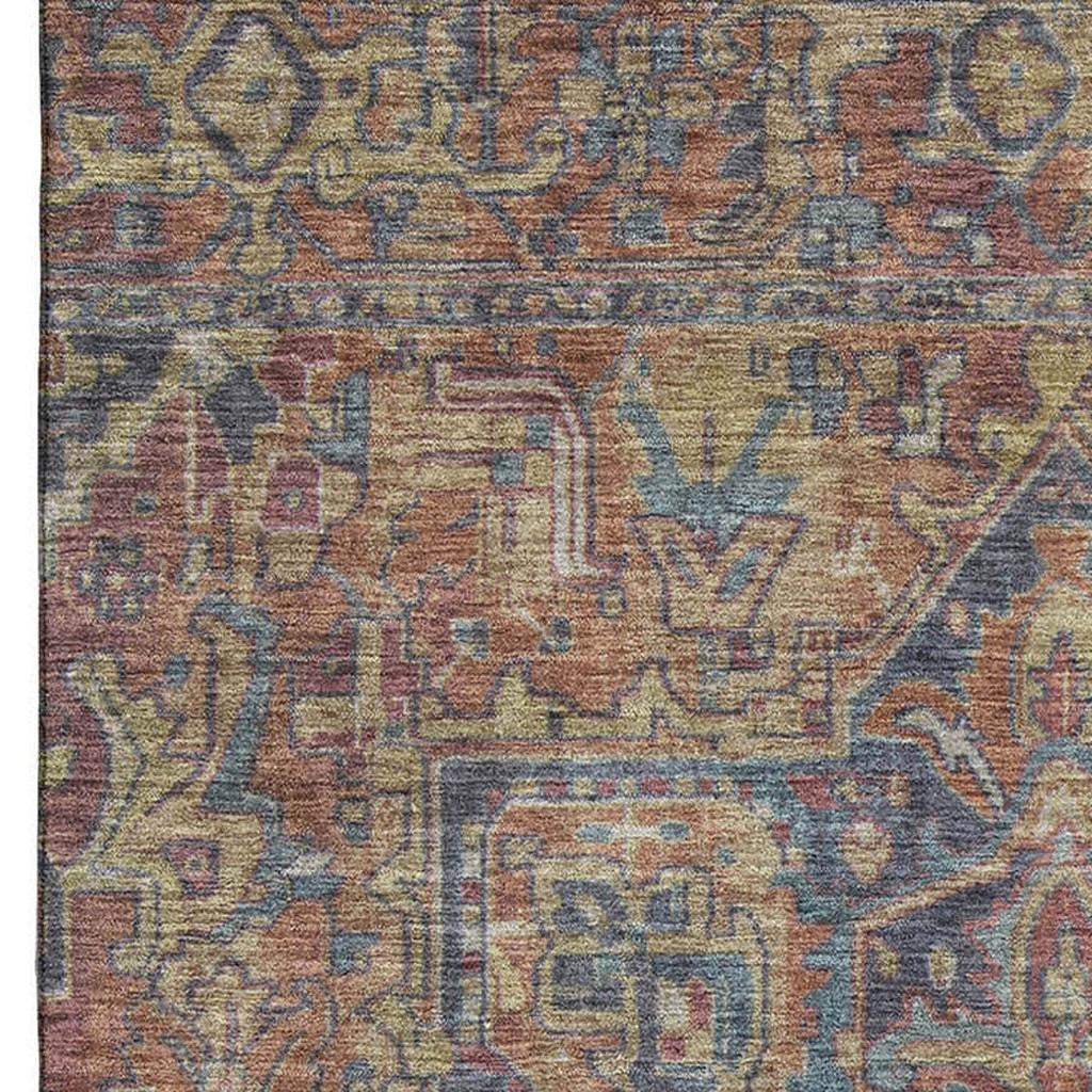 3' X 5' Red And Blue Medallion Distressed Washable Area Rug With UV Protection - HomeRoots - Flyclothing LLC
