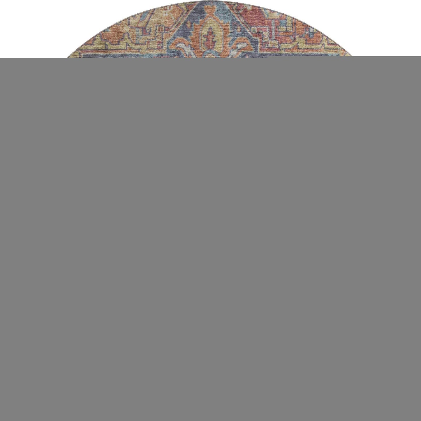 8' Red And Blue Medallion Distressed Washable Round Rug With UV Protection - HomeRoots - Flyclothing LLC