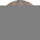 8' Red And Blue Medallion Distressed Washable Round Rug With UV Protection - HomeRoots - Flyclothing LLC