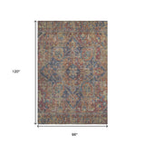 8' X 10' Red And Blue Medallion Distressed Washable Area Rug With UV Protection - HomeRoots - Flyclothing LLC